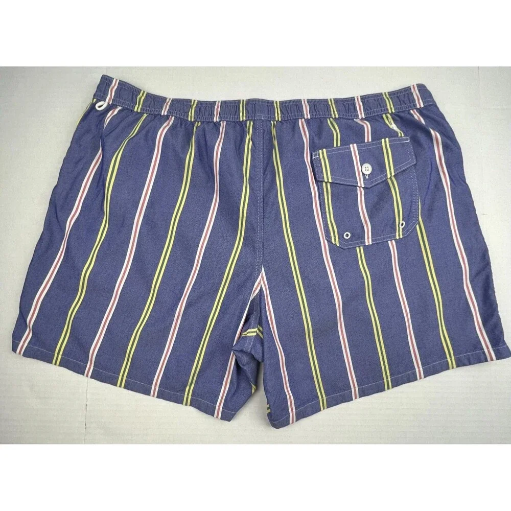J.CREW Original Swimwear Swim Trunks Mens XXL Blue Striped Mesh Lined Beach 6